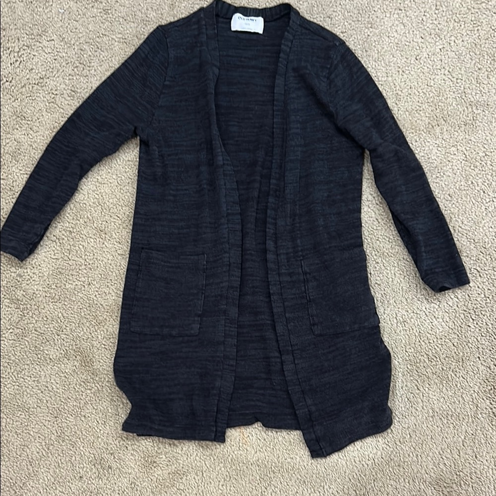 Girls Black Open-Front Sweater